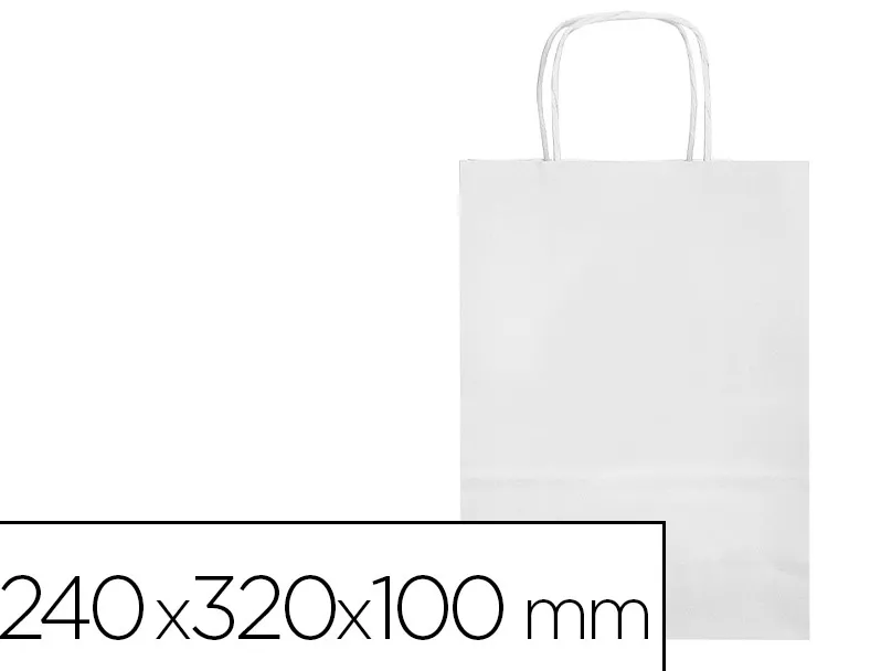 Sac papier q-connect cellulose s anse torsadee 240x320x10mm coloris blanc