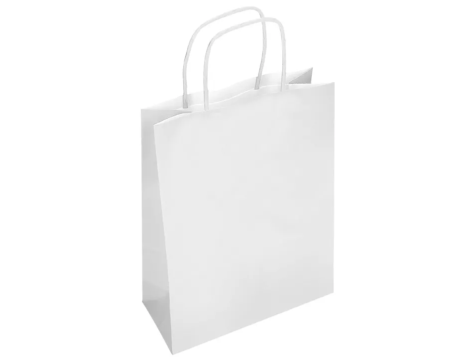 Sac papier q-connect cellulose s anse torsadee 240x320x10mm coloris blanc