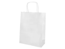 Sac papier q-connect cellulose s anse torsadee 240x320x10mm coloris blanc