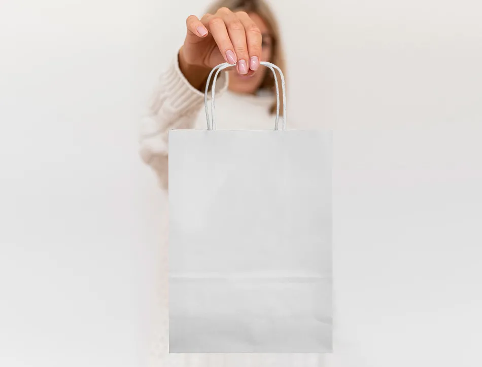 Sac papier q-connect cellulose s anse torsadee 240x320x10mm coloris blanc
