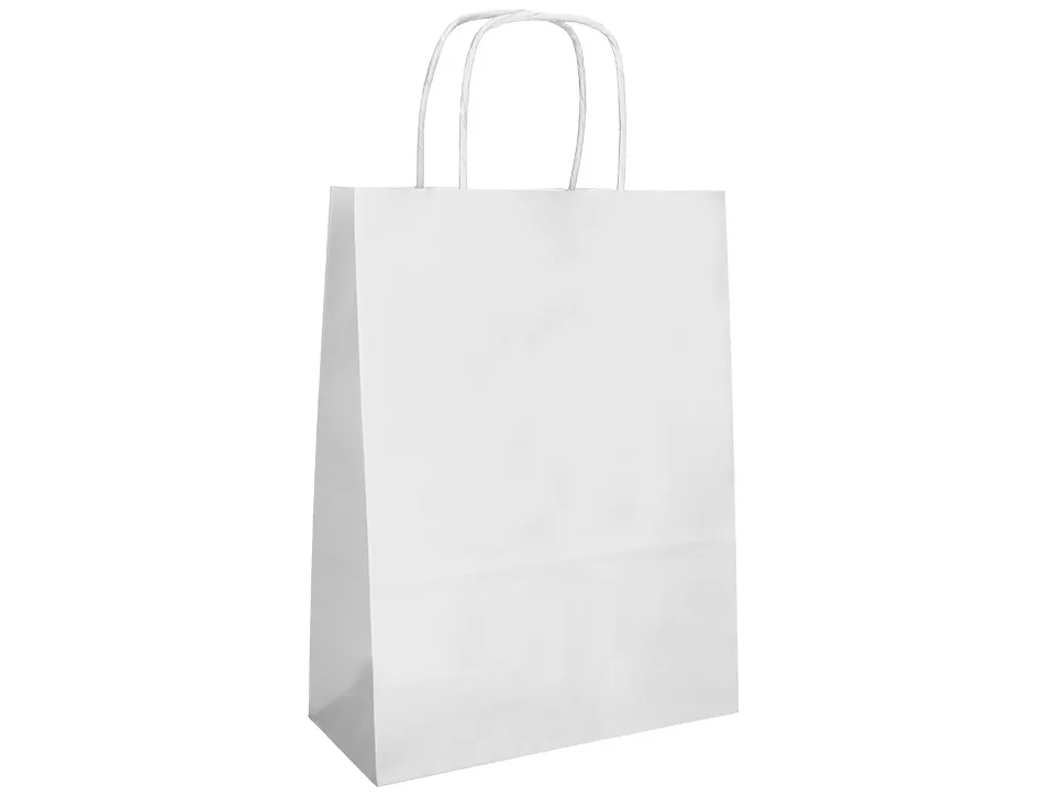 Sac papier q-connect cellulose s anse torsadee 240x320x10mm coloris blanc