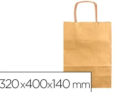 Sac papier q-connect kraft l anse torsadee 320x400x14mm coloris or