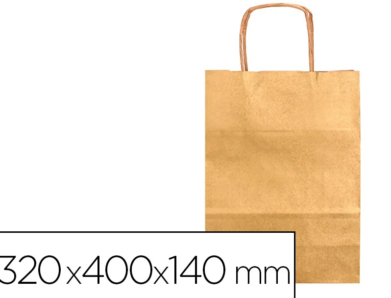 Sac papier q-connect kraft l anse torsadee 320x400x14mm coloris or