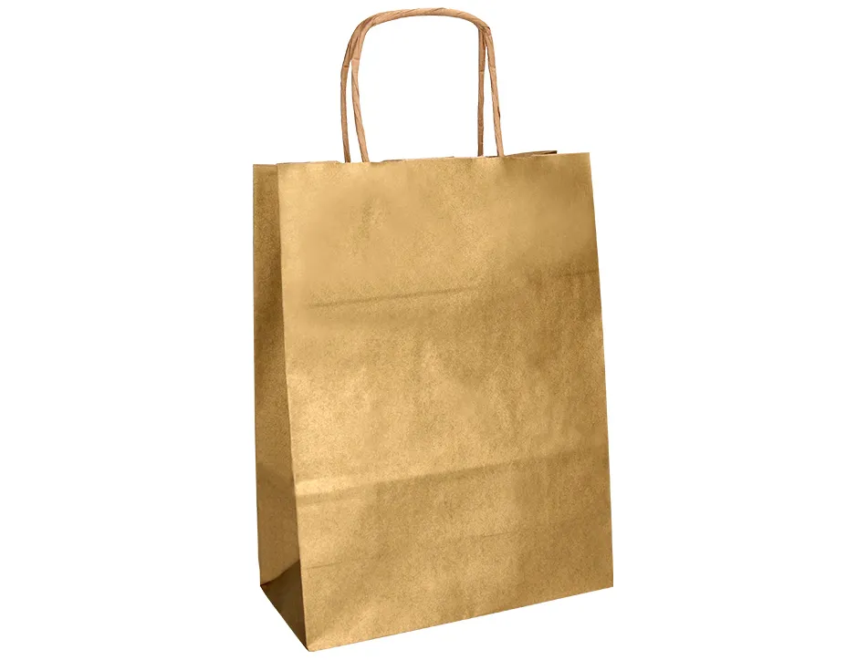 Sac papier q-connect kraft l anse torsadee 320x400x14mm coloris or