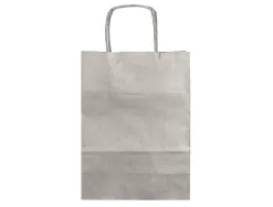 Sac papier q-connect kraft lisse xs anse torsadee 180x240x80mm coloris argent