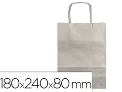 Sac papier q-connect kraft lisse xs anse torsadee 180x240x80mm coloris argent