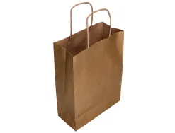 Sac papier q-connect kraft naturel lisse xs anse torsadee 180x240x80mm