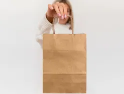 Sac papier q-connect kraft naturel lisse xs anse torsadee 180x240x80mm