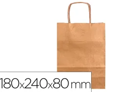 Sac papier q-connect kraft naturel lisse xs anse torsadee 180x240x80mm