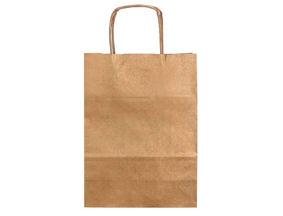 Sac papier q-connect kraft naturel lisse xs anse torsadee 180x240x80mm