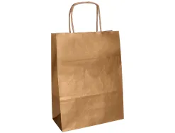Sac papier q-connect kraft naturel lisse xs anse torsadee 180x240x80mm