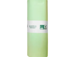 Sac poubelle coldis compostable 40 litres a liens coulissants coloris vert 100 unites