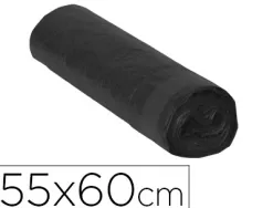 Sac poubelle domestique 55x60cm liens coulissants calibre 120 capacité 23l coloris noir rouleau 15 unités