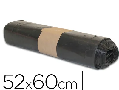 Sac poubelle domestique 52x60cm calibre 80 capacité 20l coloris noir rouleau 20 unités