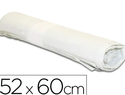 Sac poubelle domestique 52x60cm calibre 70 capacité 20l coloris blanc rouleau 20 unités