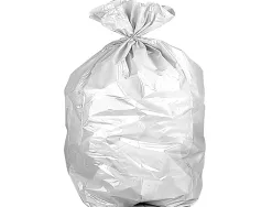 Sac poubelle domestique 55x60cm liens coulissants calibre 120 capacité 23l coloris blanc rouleau 15 unités