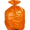 Sac poubelle domestique 55x60cm liens coulissants calibre 120 capacité 23l coloris orange rouleau 15 unités