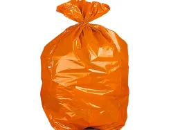 Sac poubelle domestique 55x60cm liens coulissants calibre 120 capacité 23l coloris orange rouleau 15 unités