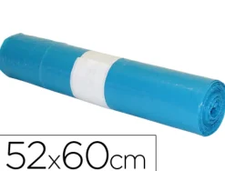 Sac poubelle domestique 52x60cm calibre 70 capacité 20l coloris bleu rouleau 20 unités