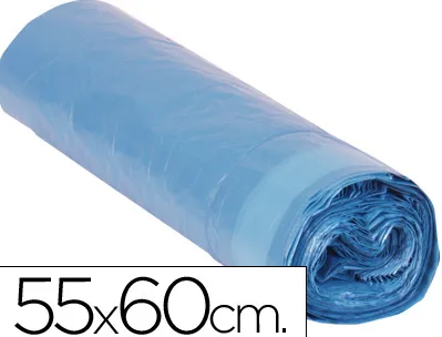 Sac poubelle domestique 55x60cm liens coulissants calibre 120 capacité 23l coloris bleu rouleau 20 unités