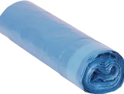 Sac poubelle domestique 55x60cm liens coulissants calibre 120 capacité 23l coloris bleu rouleau 20 unités