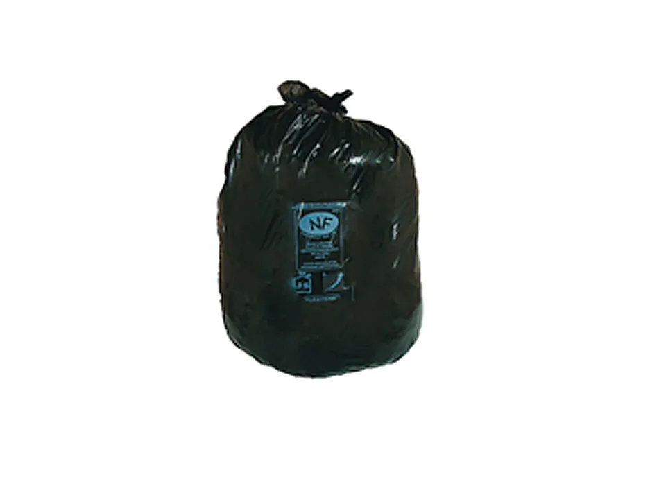 Sac poubelle domestique 90x110cm calibre 200 capacité 100l coloris noir rouleau 10 unités