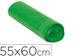 Sac poubelle domestique 55x60cm liens coulissants calibre 120 capacité 23l coloris vert rouleau 15 unités