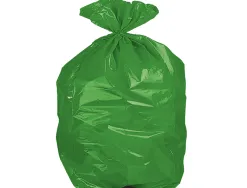 Sac poubelle domestique 55x60cm liens coulissants calibre 120 capacité 23l coloris vert rouleau 15 unités