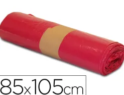 Sac poubelle industriel 85x105cm calibre 110 capacité 100l coloris rouge rouleau 10 unités