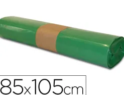Sac poubelle industriel 85x105cm calibre 110 capacité 100l coloris vert rouleau 10 unités