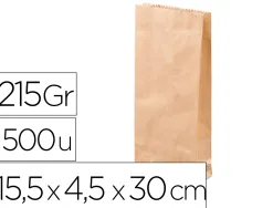 Sachet antalis kraft brun recyclé 215g double épaisseur résistant léger apte contact alimentaire 15,5x4,5x30cm 500u