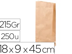 Sachet antalis kraft brun recyclé double épaisseur 215g résistant léger apte contact aliments 18x9x45cm 250 unités