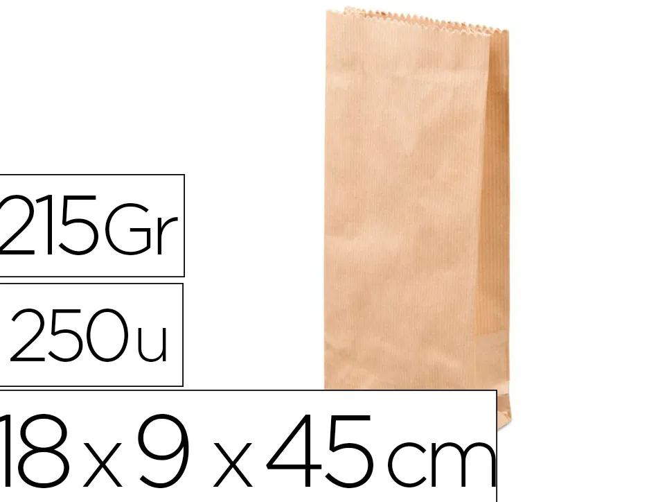 Sachet antalis kraft brun recyclé double épaisseur 215g résistant léger apte contact aliments 18x9x45cm 250 unités