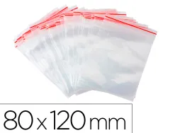 Sachet plastique refermable q-connect dim.80x120 mm sachet de 100 unites
