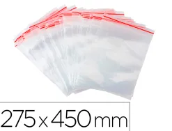 Sachet plastique refermable q-connect dim.275x450 mm sachet de 100 unites