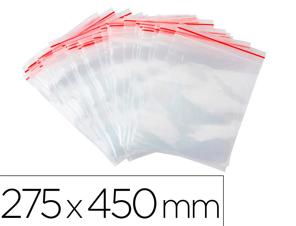 Sachet plastique refermable q-connect dim.275x450 mm sachet de 100 unites