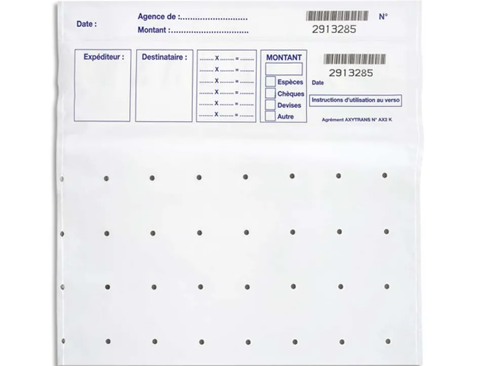 Sachets de sécurité pour billets reskal lot 100