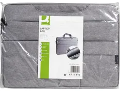 Sacoche ordinateur q-connect poignees amovibles fermeture eclair compartiments exterieurs 39x28x2cm gris clair