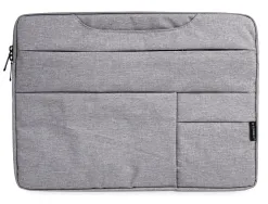 Sacoche ordinateur q-connect poignees amovibles fermeture eclair compartiments exterieurs 39x28x2cm gris clair