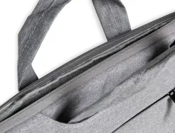 Sacoche ordinateur q-connect poignees amovibles fermeture eclair compartiments exterieurs 39x28x2cm gris clair