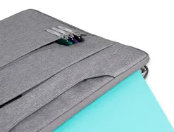 Sacoche ordinateur q-connect poignees amovibles fermeture eclair compartiments exterieurs 39x28x2cm gris clair