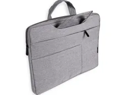 Sacoche ordinateur q-connect poignees amovibles fermeture eclair compartiments exterieurs 39x28x2cm gris clair