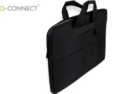Sacoche ordinateur q-connect poignees amovibles fermeture eclair compartiments exterieurs 39x28x2cm noir
