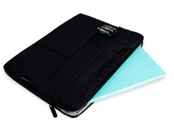 Sacoche ordinateur q-connect poignees amovibles fermeture eclair compartiments exterieurs 39x28x2cm noir