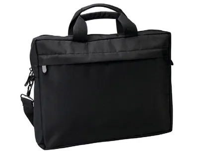 Sacoche sign ordinateur portable 15.6" polyester 280x350x60mm poche zippée extérieure poche scratch dos bandoulière noir