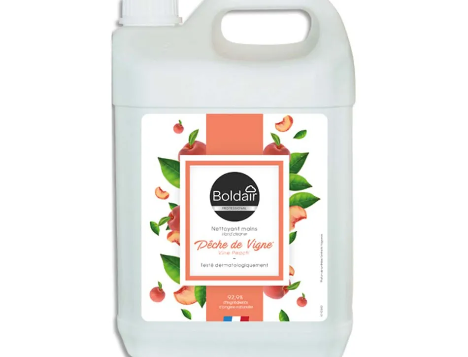 Savon liquide boldair glycérine parfum pêche de vigne bidon 5 l