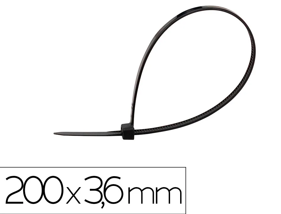 Scelle q-connect 200x3,6mm coloris noir sachet 100 unites