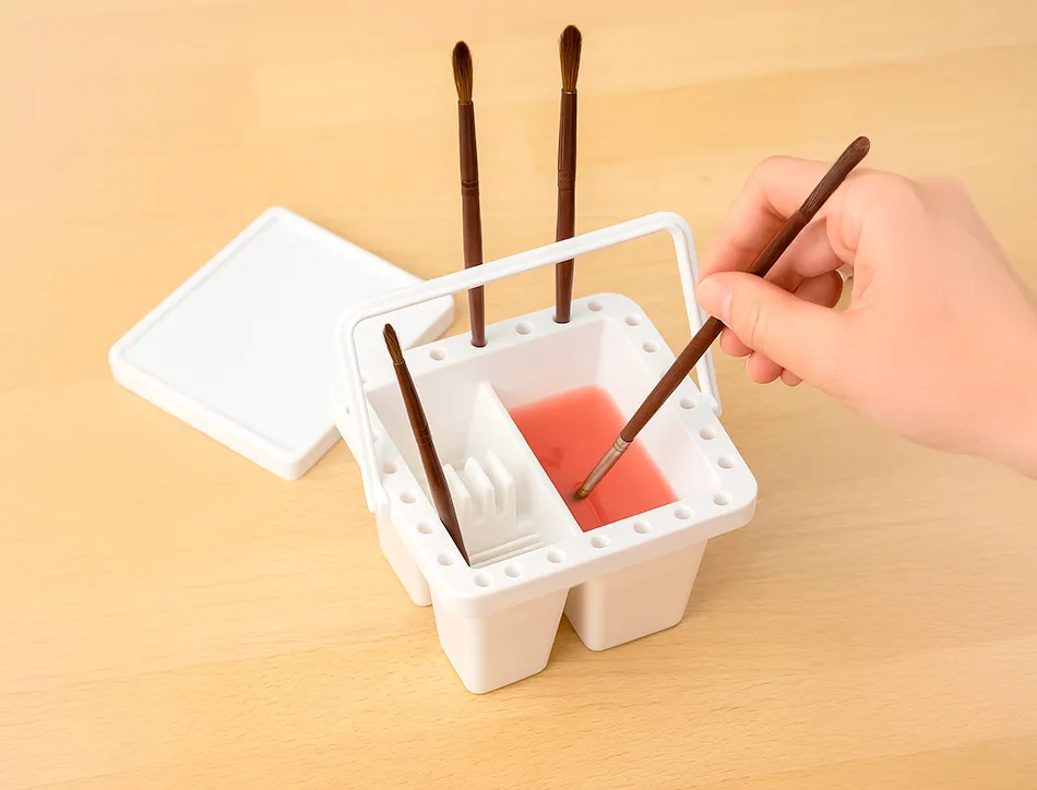 Seau nettoyeur de pinceaux liderpapel en plastique avec anse transportable 13x13x9 cm