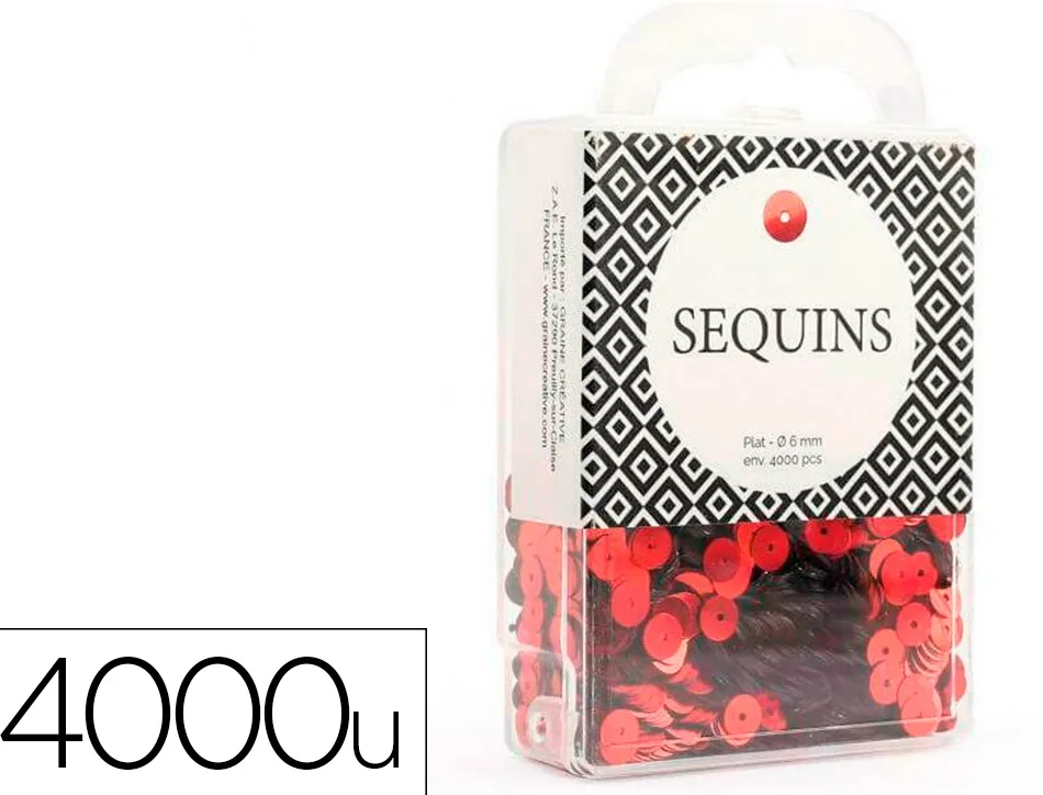 Sequin plat graine creative diam 6 mm boite brochable de 4000u coloris rouge