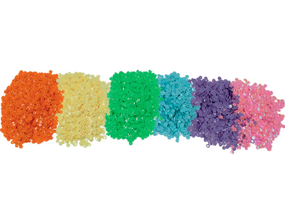 Sequins sodertex pastel 180 gr - 6 mm - 6 x 30 gr - 3000 pcs - 6 coloris